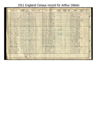 Arthur Dibben 1911 census entry - 0